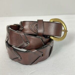 Braided Woven Brown Boho Leather Belt Sz L